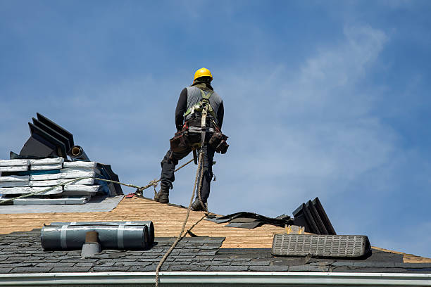 Professional Gutter Installation technician working in Lomax, IL